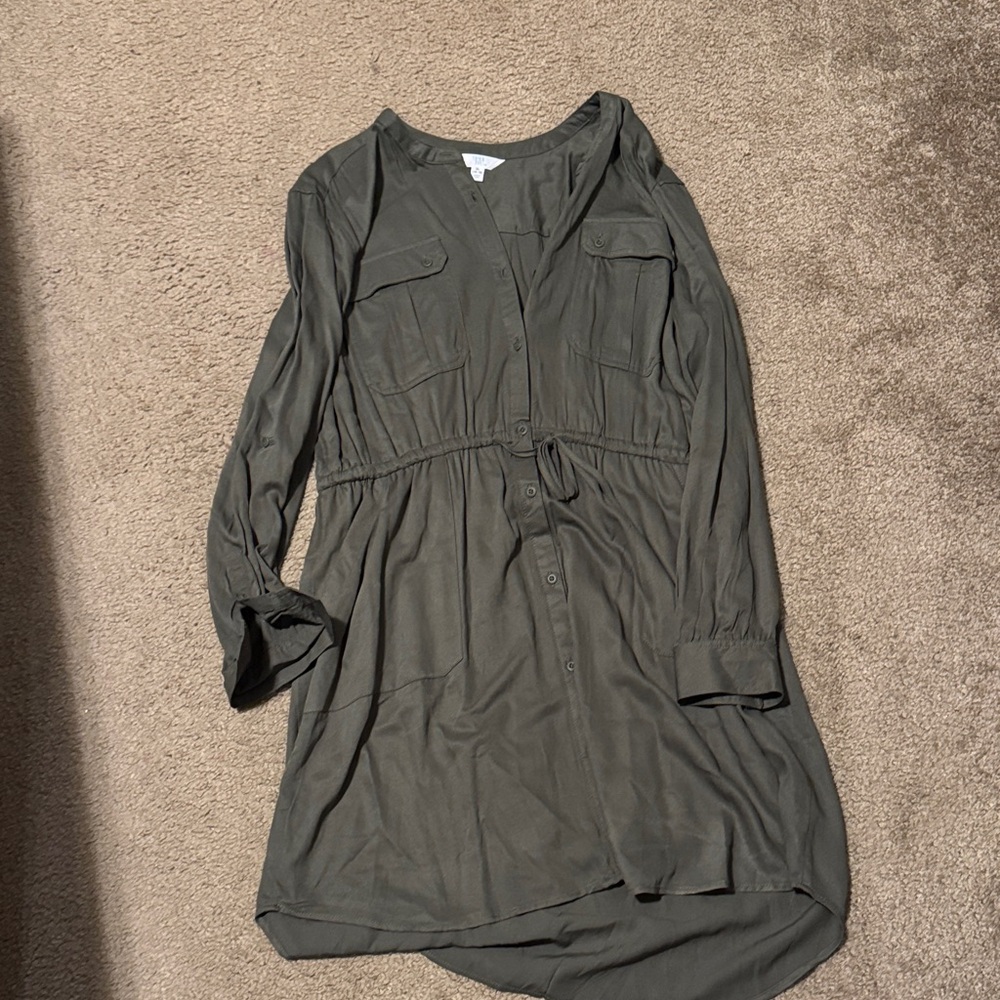 Time and Tru Women's Long Sleeve Dress in Olive